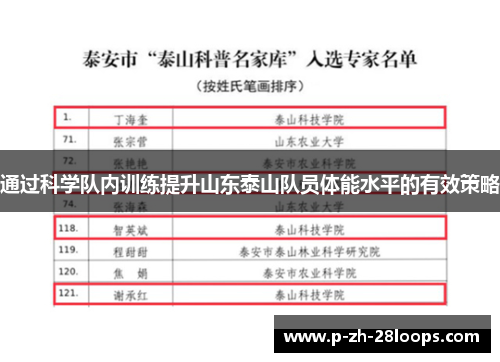 通过科学队内训练提升山东泰山队员体能水平的有效策略